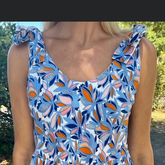 Like new blue & orange tie dress - Picture 3 of 4